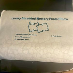 Luxury shredded memory foam pillow 2 pack queen
